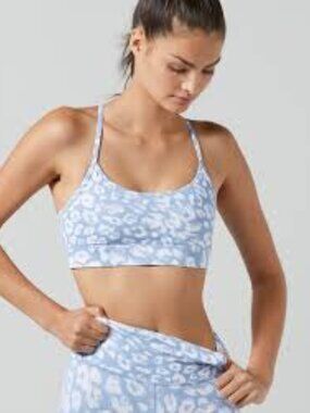 Lilybod | Blue + White Leopard Print Elle Sports Bra